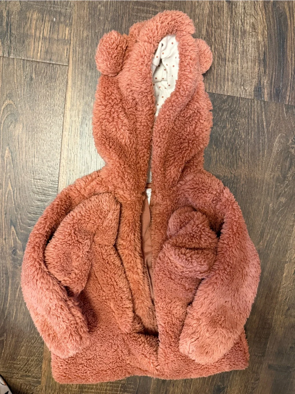 Carter's Plush Pink Hooded Baby Footed Fleece One-Piece